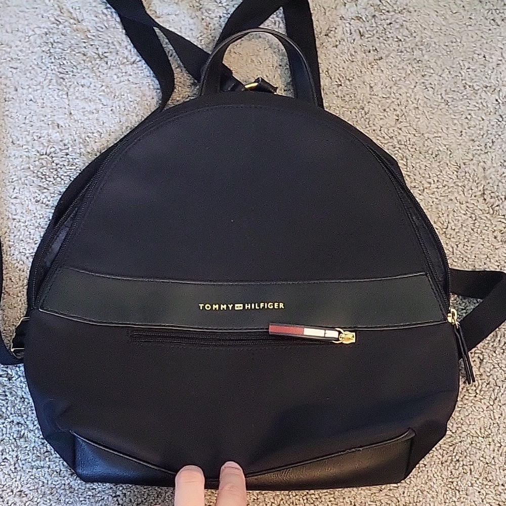 Tommy Hilfiger Corporate Matte Black Dome Backpack for women